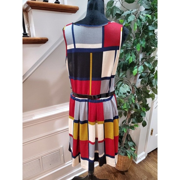 Women's Multicolor Polyester Round Neck Sleeveless Casual Knee Length Dress 10 - Picture 8 of 10